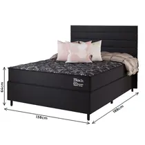 Cama Box Casal Vian Black Classic 138x188x64cm Molas Ensacadas - Preto