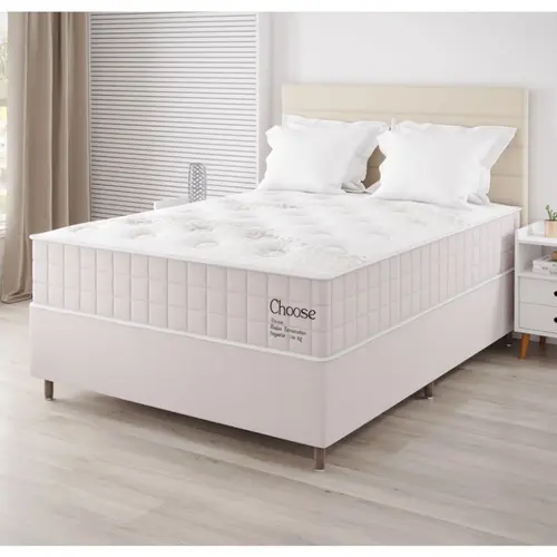 Cama Box Casal Vian Choose Prime 138x188x68cm Molas Ensacadas - Creme