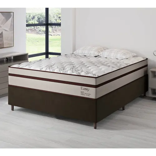 Cama Box Casal Vian Easy Classic 138x188x71cm Molas Ensacadas - Marrom