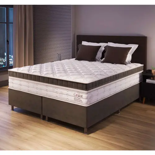 Cama Box Queen Vian Great Prime 158x198x74cm Molas Ensacadas - Cappucino