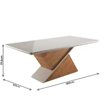 Conjunto Mesa de Jantar Aurora com Vidro e 6 Cadeiras Safira Viero - Mel/Blonde Off White