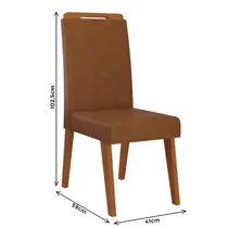 Conjunto Mesa de Jantar Glamour com Vidro e 8 Cadeiras Lotus Viero - Mel/Blonde Off White