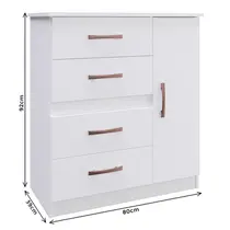 Cômoda 4 Gavetas 1 Porta Doripel Caribe Branco