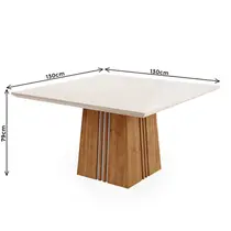 Conjunto Mesa de Jantar Rubi com Vidro e 8 Cadeiras Lotus Viero – Mel/Blonde Off White