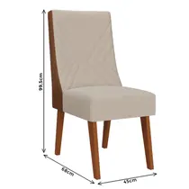 Conjunto Mesa de Jantar Rubi com Vidro e 8 Cadeiras Topazio Viero – Mel/Blonde Off White