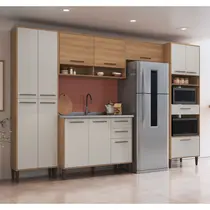 Cozinha Completa 13 Portas 3 Gavetas Delmarco Jade - Freijó/Arenas