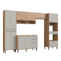 Cozinha Completa 13 Portas 3 Gavetas Delmarco Jade - Freijó/Arenas