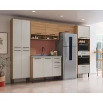 Cozinha Completa 13 Portas 3 Gavetas Delmarco Jade - Freijó/Arenas