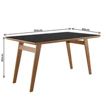 Mesa de Jantar 6 Lugares com Tampo de Vidro Madetal Onix 154x90cm