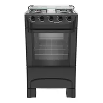 Fogão 4 Bocas Mueller MFI4BA com Mesa de Inox Preto Fosco