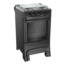 Fogão 4 Bocas Mueller MFI4BA com Mesa de Inox Preto Fosco