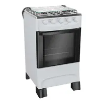 Fogão 4 Bocas Mueller MFI4BB com Mesa de Inox e Acendimento Automático Branco