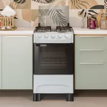 Fogão 4 Bocas Mueller MFI4BB com Mesa de Inox e Acendimento Automático Branco