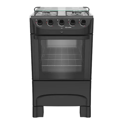 Fogão 4 Bocas Mueller MFI4BB com Mesa de Inox e Acendimento Automático Preto Fosco