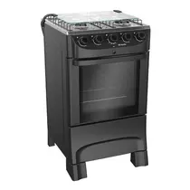 Fogão 4 Bocas Mueller MFI4BB com Mesa de Inox e Acendimento Automático Preto Fosco
