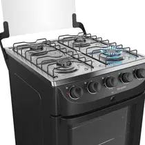 Fogão 4 Bocas Mueller MFI4BB com Mesa de Inox e Acendimento Automático Preto Fosco