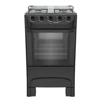 Fogão 4 Bocas Mueller MFI4BB com Mesa de Inox e Acendimento Automático Preto Fosco