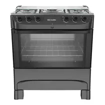 Fogão 5 Bocas Mueller MFI5BB com Mesa de Inox e Acendimento Automático Preto Fosco - Bivolt