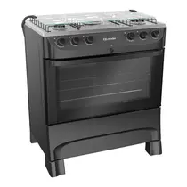 Fogão 5 Bocas Mueller MFI5BB com Mesa de Inox e Acendimento Automático Preto Fosco - Bivolt