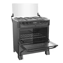 Fogão 5 Bocas Mueller MFI5BB com Mesa de Inox e Acendimento Automático Preto Fosco - Bivolt