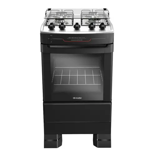 Fogão 4 Bocas Mueller MFI4BF com Mesa de Inox e Acendimento Automático Preto Fosco - Bivolt