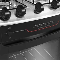 Fogão 4 Bocas Mueller MFI4BF com Mesa de Inox e Acendimento Automático Preto Fosco - Bivolt