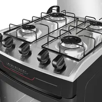 Fogão 4 Bocas Mueller MFI4BF com Mesa de Inox e Acendimento Automático Preto Fosco - Bivolt