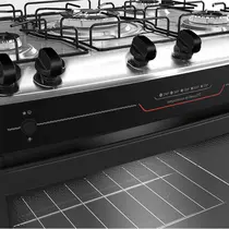 Fogão 5 Bocas Mueller MFI5BF com Mesa de Inox e Acendimento Automático Preto Fosco - Bivolt