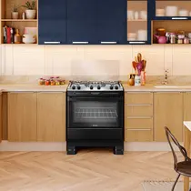 Fogão 5 Bocas Mueller MFI5BF com Mesa de Inox e Acendimento Automático Preto Fosco - Bivolt