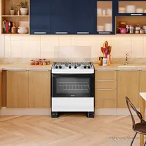 Fogão 5 Bocas Mueller MFI5BF com Mesa de Inox e Acendimento Automático Branco - Bivolt