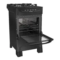 Fogão 4 Bocas Mueller MFV4BB com Mesa de Vidro e Acendimento Automático Preto Fosco - Bivolt