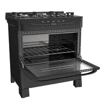 Fogão 5 Bocas Mueller MFV5BB com Mesa de Vidro e Acendimento Automático Preto Fosco - Bivolt