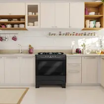 Fogão 5 Bocas Mueller MFV5BB com Mesa de Vidro e Acendimento Automático Preto Fosco - Bivolt