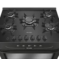 Fogão 5 Bocas Mueller MFV5BB com Mesa de Vidro e Acendimento Automático Preto Fosco - Bivolt