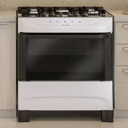 Fogão 5 Bocas Mueller MFV5BB com Mesa de Vidro e Acendimento Automático Branco - Bivolt