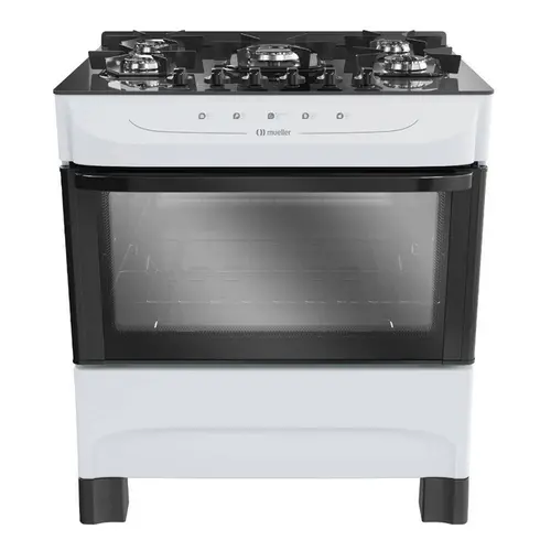 Fogão 5 Bocas Mueller MFV5BB com Mesa de Vidro e Acendimento Automático Branco - Bivolt
