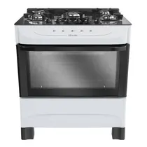 Fogão 5 Bocas Mueller MFV5BB com Mesa de Vidro e Acendimento Automático Branco - Bivolt