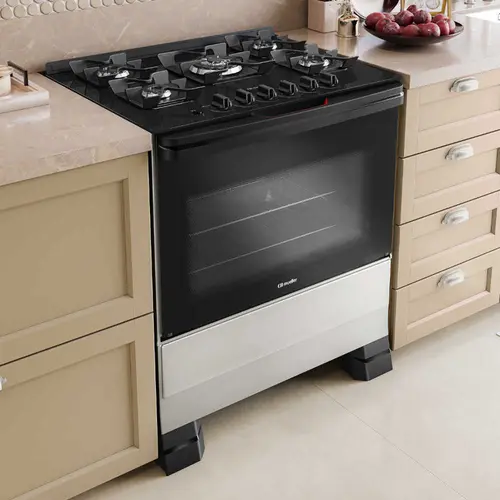 Fogão 5 Bocas Mueller MFV5BF com Mesa de Vidro e Tripla Chama Branco - Bivolt