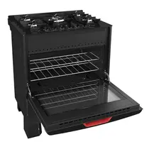 Fogão 5 Bocas Mueller MFV5BF com Mesa de Vidro e Tripla Chama Preto Fosco - Bivolt