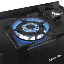 Fogão 5 Bocas Mueller MFV5BF com Mesa de Vidro e Tripla Chama Preto Fosco - Bivolt