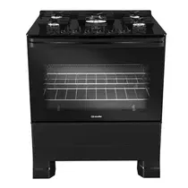 Fogão 5 Bocas Mueller MFV5BF com Mesa de Vidro e Tripla Chama Preto Fosco - Bivolt