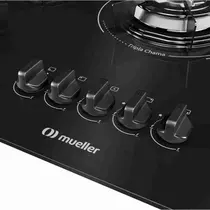 Cooktop 5 Bocas a Gás Mueller MCG5BC com Mesa de Vidro e Acendimento Superautomático Preto - Bivolt