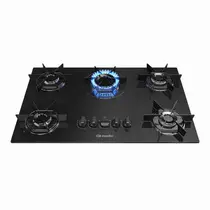 Cooktop 5 Bocas a Gás Mueller MCG5BB com Mesa de Vidro e Acendimento Superautomático Preto - Bivolt