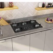 Cooktop 5 Bocas a Gás Mueller MCG5BB com Mesa de Vidro e Acendimento Superautomático Preto - Bivolt