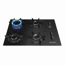 Cooktop 4 Bocas a Gás Mueller MCG4BB com Mesa de Vidro e Acendimento Superautomático Preto - Bivolt