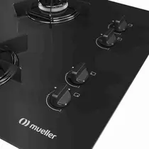 Cooktop 4 Bocas a Gás Mueller MCG4BB com Mesa de Vidro e Acendimento Superautomático Preto - Bivolt