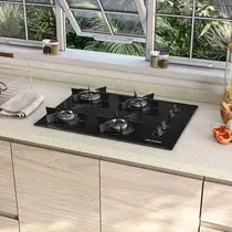 Cooktop 4 Bocas a Gás Mueller MCG4BB com Mesa de Vidro e Acendimento Superautomático Preto - Bivolt