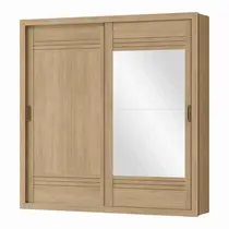 Guarda Roupa Solteiro com Espelho 2 Portas de Correr 4 Gavetas 100% MDF MX Móveis Tripoli