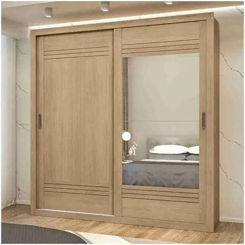 Guarda Roupa Solteiro com Espelho 2 Portas de Correr 4 Gavetas 100% MDF MX Móveis Tripoli
