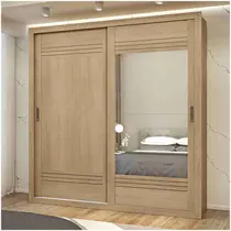 Guarda Roupa Solteiro com Espelho 2 Portas de Correr 4 Gavetas 100% MDF MX Móveis Tripoli